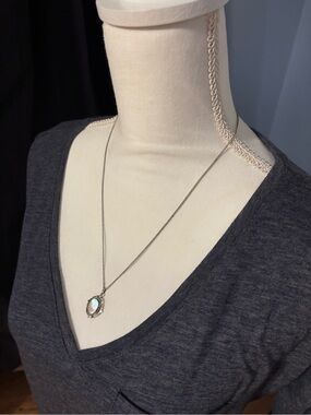 Sterling Silver Opal (?) Pendant Necklace Whiting and Davis